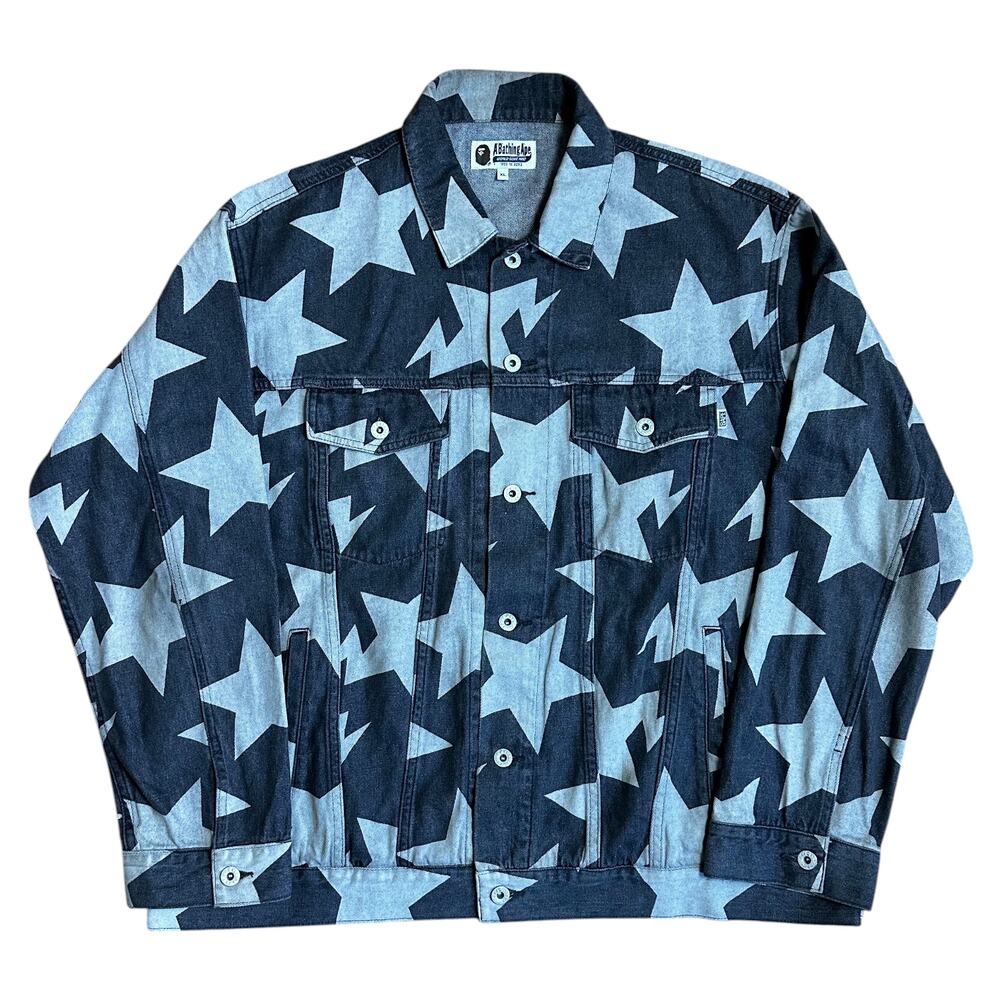 XL Bape Sta Print Denim Trucker Jacket